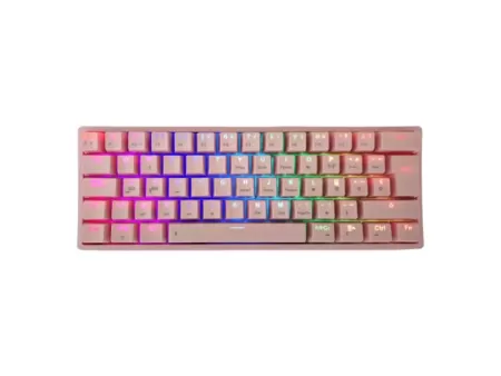 Teclado Gamer Eagle Warrior Mecanico Usb Y Inalambrico Bluetooth Gaming 62 Rgb Led Backlit Pink Spanish